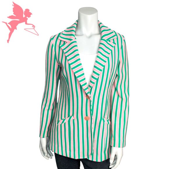 VINTAGE BODIN KNITS Striped Palm Beach Blazer - Picture 1 of 8